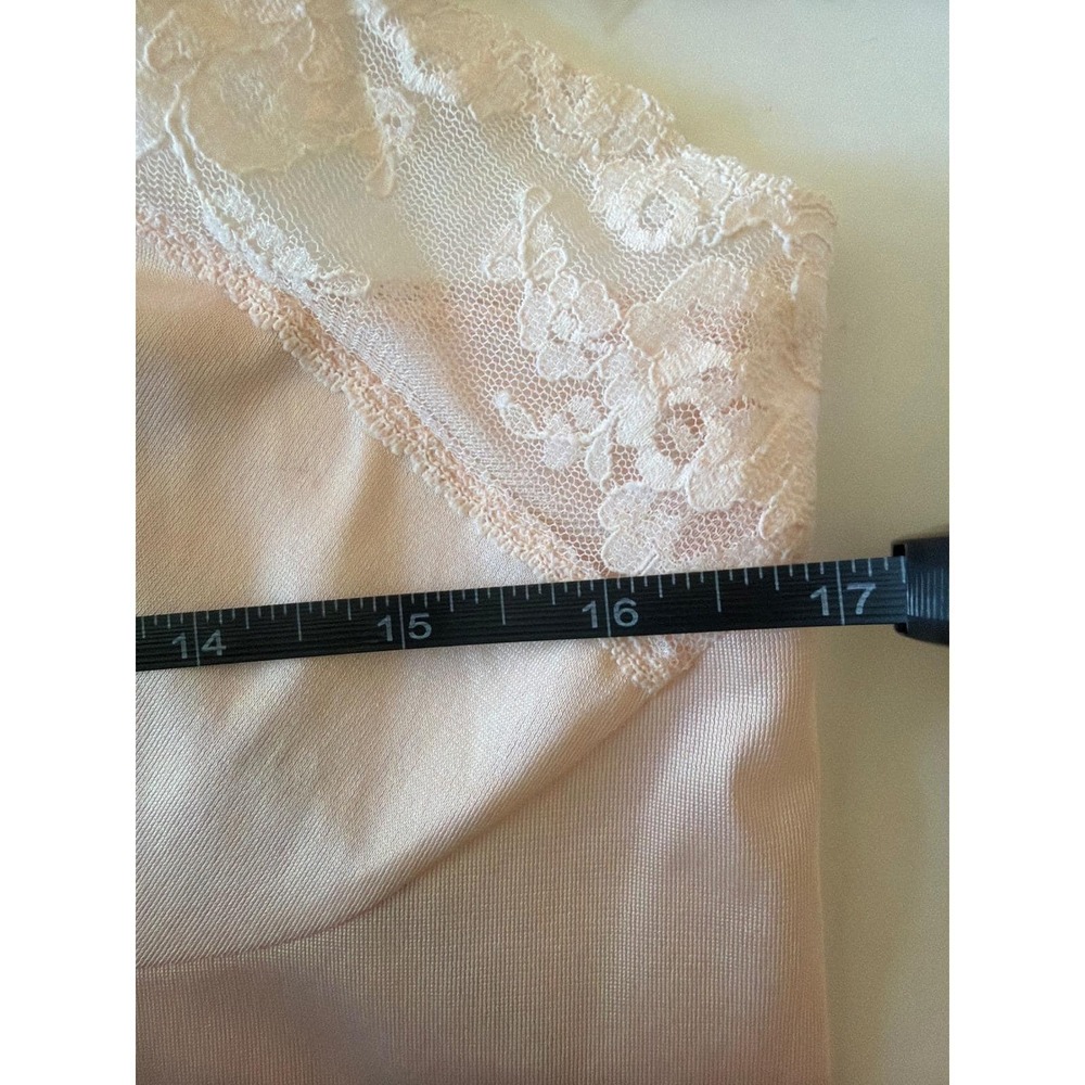 Vintage Peach Lace Trim Camisole Rosette Detail V-Neck Lingerie Top Small Medium - Picture 9 of 9